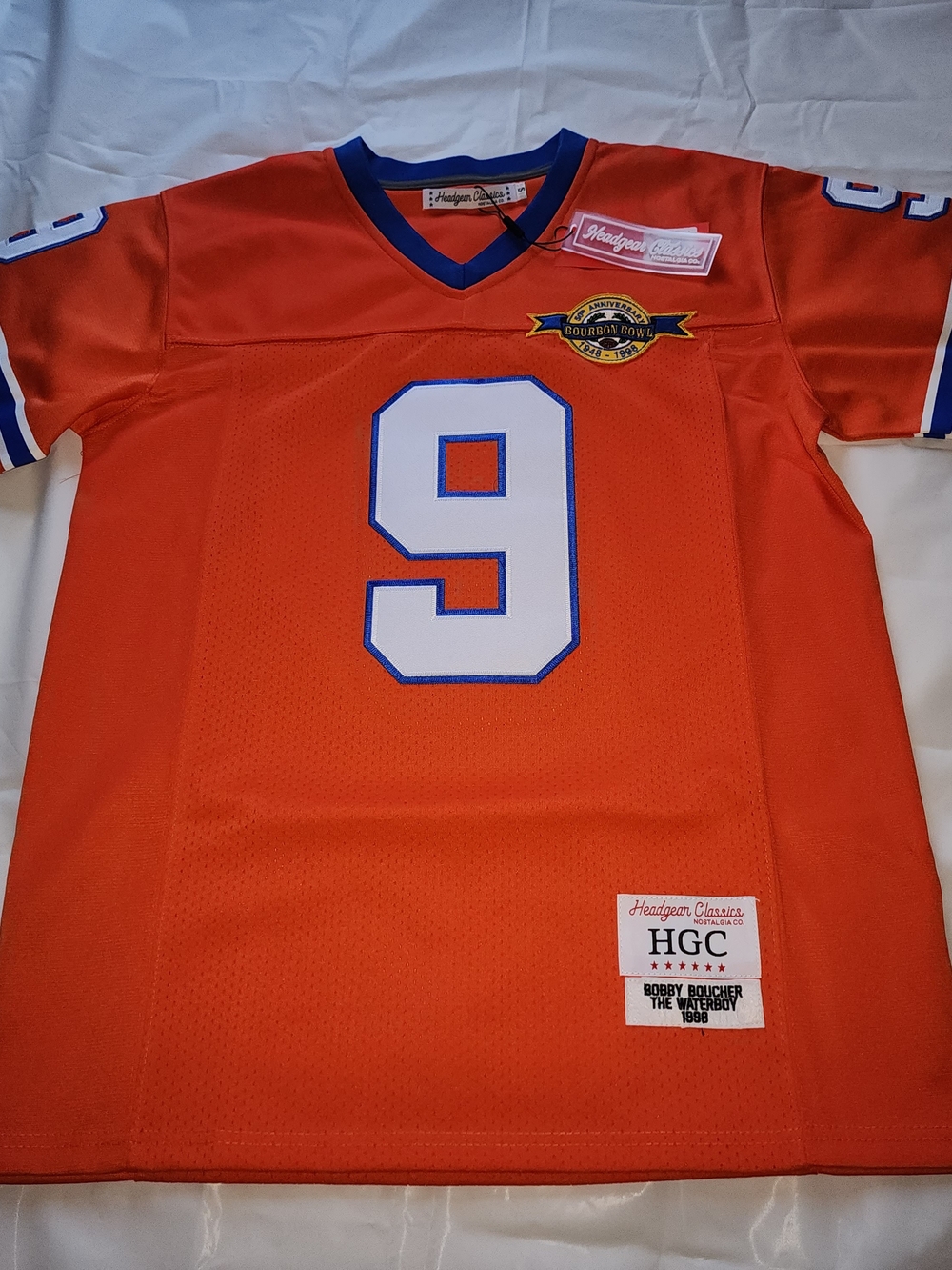 HEADGEAR MEN'S THE WATERBOY BOBBY BOUCHER #9 FOOTBALL JERSEY ORANGE SIZE SMALL